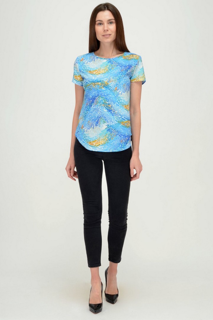 Фото товара 19959, бирюзовая блузка с коротким рукавом